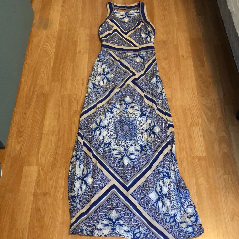 Blue silk maxi dress